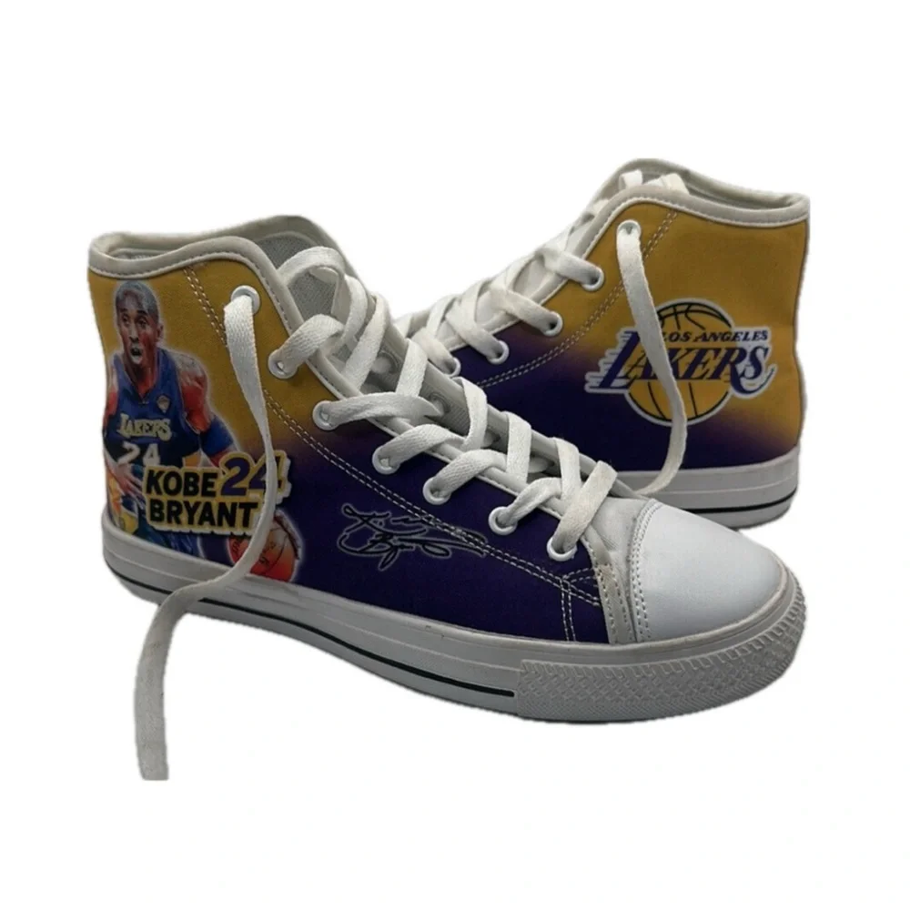Custom Lakers Kobe Bryant Sz 36 Purple Yellow High-Top Sneaker Basketball Design